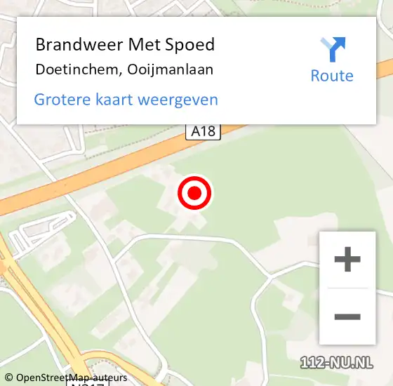 Locatie op kaart van de 112 melding: Brandweer Met Spoed Naar Doetinchem, Ooijmanlaan op 15 augustus 2022 07:48