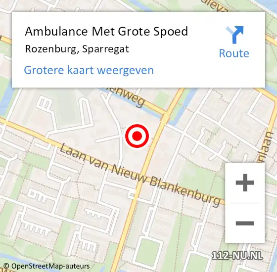 Locatie op kaart van de 112 melding: Ambulance Met Grote Spoed Naar Rozenburg, Sparregat op 15 augustus 2022 09:03