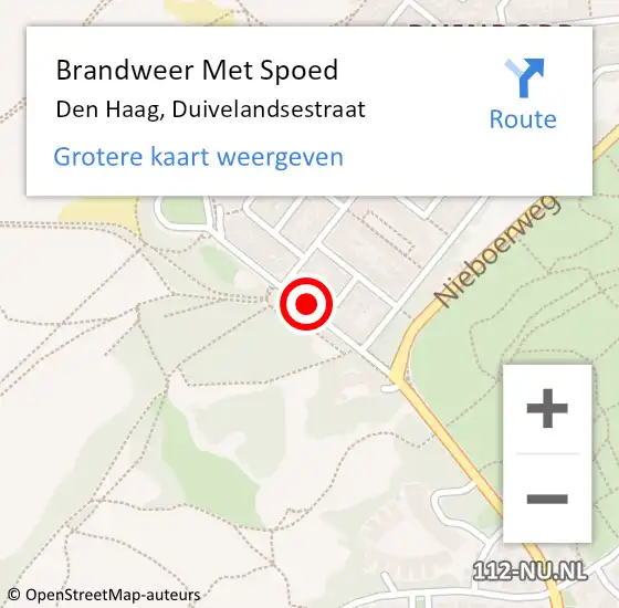 Locatie op kaart van de 112 melding: Brandweer Met Spoed Naar Den Haag, Duivelandsestraat op 15 augustus 2022 09:50
