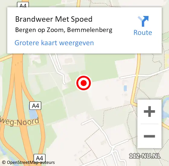 Locatie op kaart van de 112 melding: Brandweer Met Spoed Naar Bergen op Zoom, Bemmelenberg op 15 augustus 2022 10:10