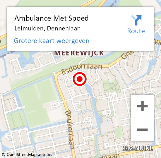 Locatie op kaart van de 112 melding: Ambulance Met Spoed Naar Leimuiden, Dennenlaan op 15 augustus 2022 10:17