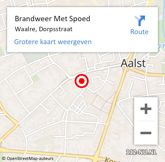 Locatie op kaart van de 112 melding: Brandweer Met Spoed Naar Waalre, Dorpsstraat op 15 augustus 2022 12:23