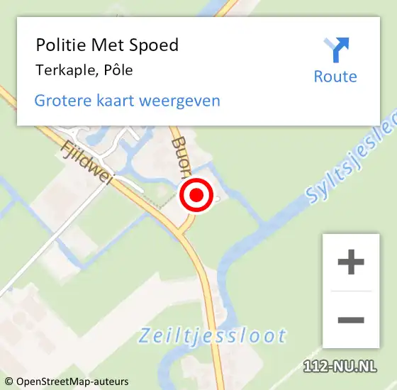 Locatie op kaart van de 112 melding: Politie Met Spoed Naar Terkaple, Pôle op 15 augustus 2022 12:32