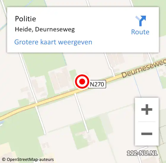 Locatie op kaart van de 112 melding: Politie Heide, Deurneseweg op 15 augustus 2022 14:57