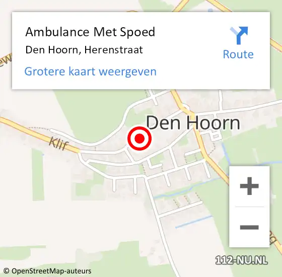 Locatie op kaart van de 112 melding: Ambulance Met Spoed Naar Den Hoorn, Herenstraat op 15 augustus 2022 15:25