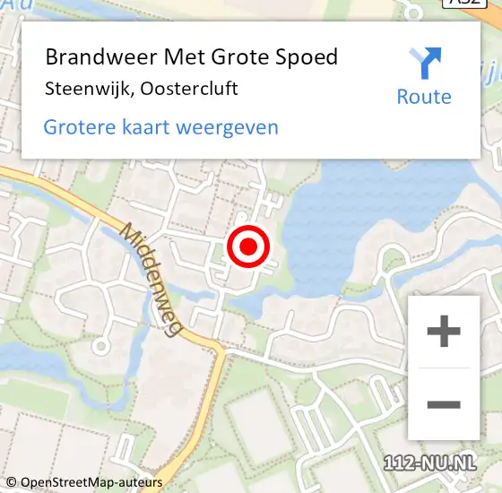 Locatie op kaart van de 112 melding: Brandweer Met Grote Spoed Naar Steenwijk, Oostercluft op 15 augustus 2022 18:08