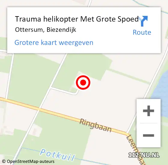 Locatie op kaart van de 112 melding: Trauma helikopter Met Grote Spoed Naar Ottersum, Biezendijk op 15 augustus 2022 20:07