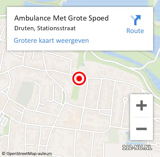 Locatie op kaart van de 112 melding: Ambulance Met Grote Spoed Naar Druten, Stationsstraat op 15 augustus 2022 21:05