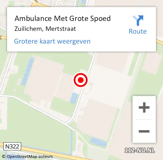 Locatie op kaart van de 112 melding: Ambulance Met Grote Spoed Naar Zuilichem, Mertstraat op 15 augustus 2022 21:49
