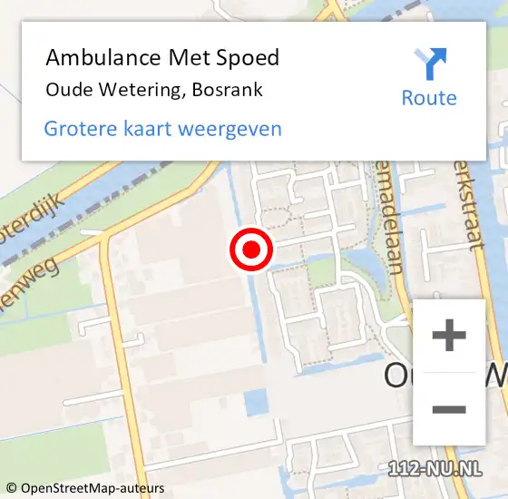 Locatie op kaart van de 112 melding: Ambulance Met Spoed Naar Oude Wetering, Bosrank op 15 augustus 2022 23:36