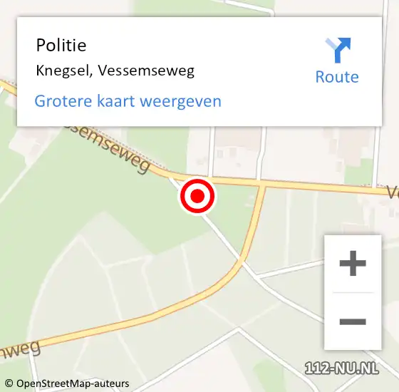 Locatie op kaart van de 112 melding: Politie Knegsel, Vessemseweg op 16 augustus 2022 01:26