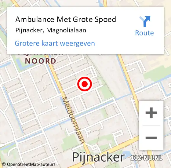 Locatie op kaart van de 112 melding: Ambulance Met Grote Spoed Naar Pijnacker, Magnolialaan op 16 augustus 2022 06:07