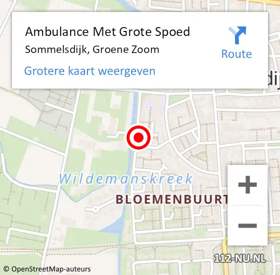Locatie op kaart van de 112 melding: Ambulance Met Grote Spoed Naar Sommelsdijk, Groene Zoom op 16 augustus 2022 10:52