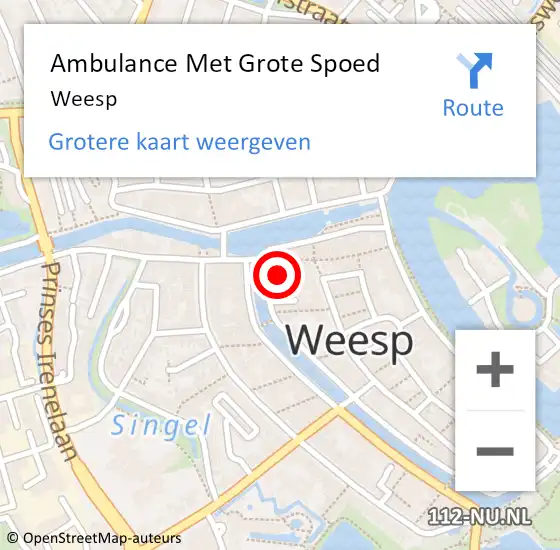 Locatie op kaart van de 112 melding: Ambulance Met Grote Spoed Naar Weesp op 26 juli 2014 15:11