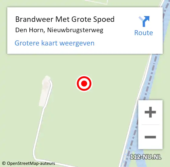 Locatie op kaart van de 112 melding: Brandweer Met Grote Spoed Naar Den Horn, Nieuwbrugsterweg op 16 augustus 2022 12:39