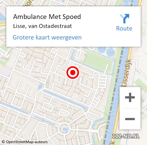 Locatie op kaart van de 112 melding: Ambulance Met Spoed Naar Lisse, van Ostadestraat op 16 augustus 2022 12:50