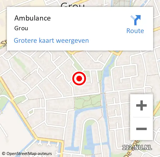 Locatie op kaart van de 112 melding: Ambulance Grouw op 16 augustus 2022 13:16