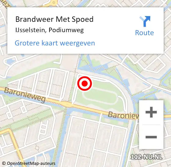 Locatie op kaart van de 112 melding: Brandweer Met Spoed Naar IJsselstein, Podiumweg op 16 augustus 2022 15:55