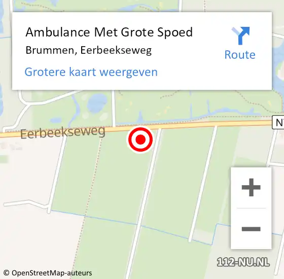 Locatie op kaart van de 112 melding: Ambulance Met Grote Spoed Naar Brummen, Eerbeekseweg op 16 augustus 2022 17:12
