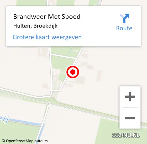 Locatie op kaart van de 112 melding: Brandweer Met Spoed Naar Hulten, Broekdijk op 16 augustus 2022 19:52