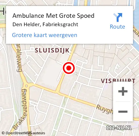 Locatie op kaart van de 112 melding: Ambulance Met Grote Spoed Naar Den Helder, Fabrieksgracht op 16 augustus 2022 22:16