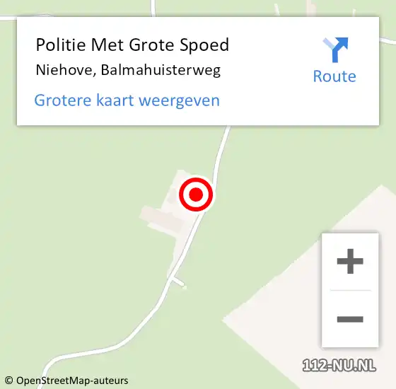 Locatie op kaart van de 112 melding: Politie Met Grote Spoed Naar Niehove, Balmahuisterweg op 16 augustus 2022 23:58