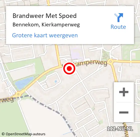Locatie op kaart van de 112 melding: Brandweer Met Spoed Naar Bennekom, Kierkamperweg op 17 augustus 2022 00:31