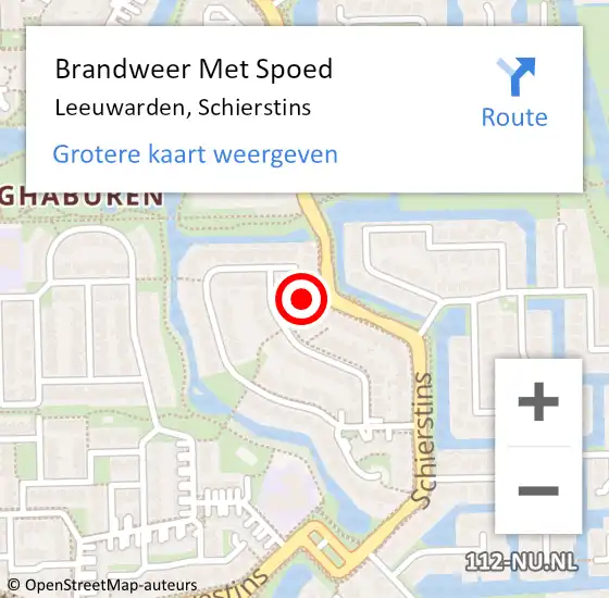 Locatie op kaart van de 112 melding: Brandweer Met Spoed Naar Leeuwarden, Schierstins op 26 juli 2014 16:58