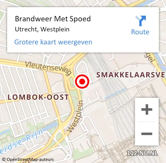 Locatie op kaart van de 112 melding: Brandweer Met Spoed Naar Utrecht, Westplein op 17 augustus 2022 09:20