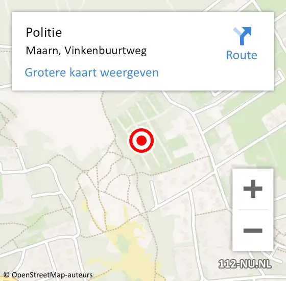 Locatie op kaart van de 112 melding: Politie Maarn, Vinkenbuurtweg op 17 augustus 2022 11:45
