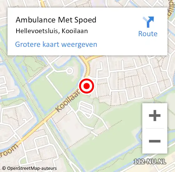 Locatie op kaart van de 112 melding: Ambulance Met Spoed Naar Hellevoetsluis, Kooilaan op 17 augustus 2022 13:14