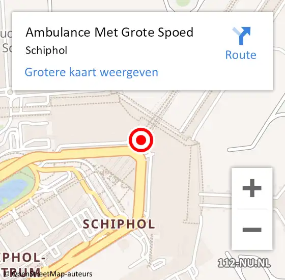 Locatie op kaart van de 112 melding: Ambulance Met Grote Spoed Naar Luchthaven Schiphol op 17 augustus 2022 13:49