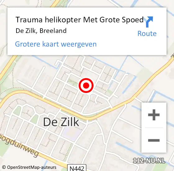 Locatie op kaart van de 112 melding: Trauma helikopter Met Grote Spoed Naar De Zilk, Breeland op 17 augustus 2022 15:05