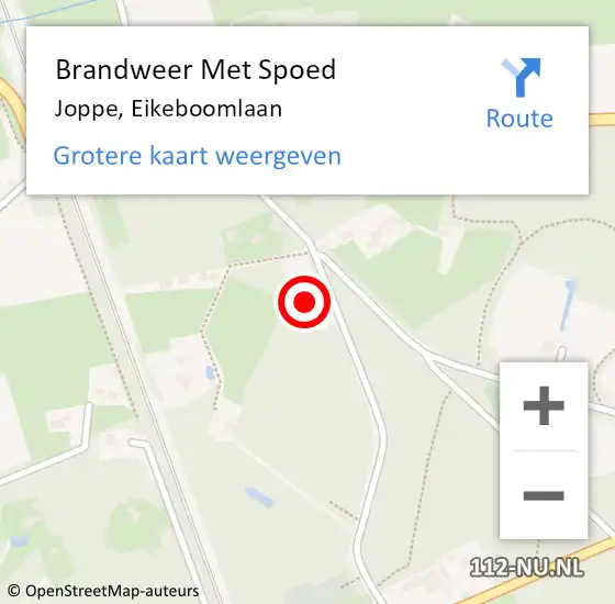 Locatie op kaart van de 112 melding: Brandweer Met Spoed Naar Joppe, Eikeboomlaan op 17 augustus 2022 16:49