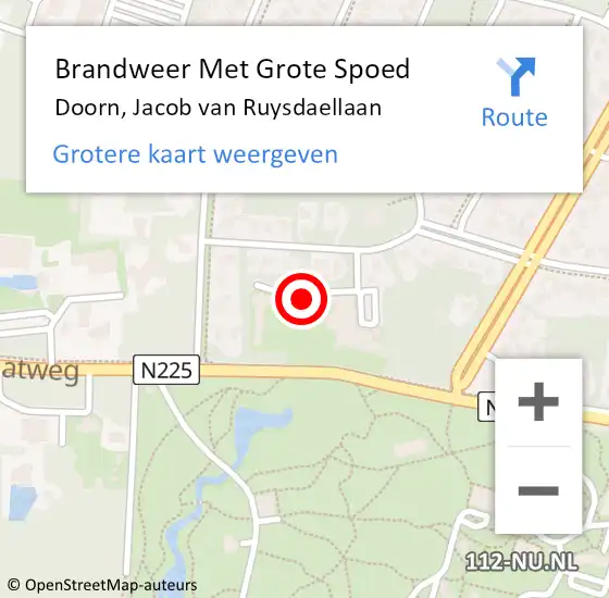 Locatie op kaart van de 112 melding: Brandweer Met Grote Spoed Naar Doorn, Jacob van Ruysdaellaan op 17 augustus 2022 22:06