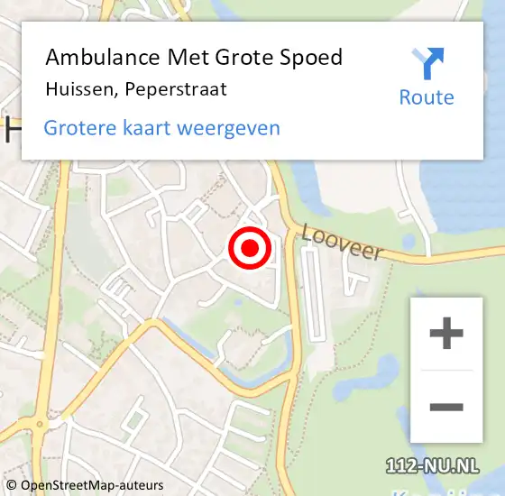 Locatie op kaart van de 112 melding: Ambulance Met Grote Spoed Naar Huissen, Peperstraat op 17 augustus 2022 22:25