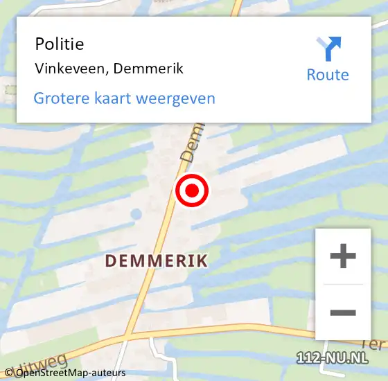 Locatie op kaart van de 112 melding: Politie Vinkeveen, Demmerik op 18 augustus 2022 02:52