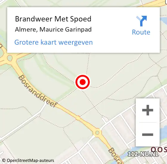 Locatie op kaart van de 112 melding: Brandweer Met Spoed Naar Almere, Maurice Garinpad op 26 juli 2014 19:29