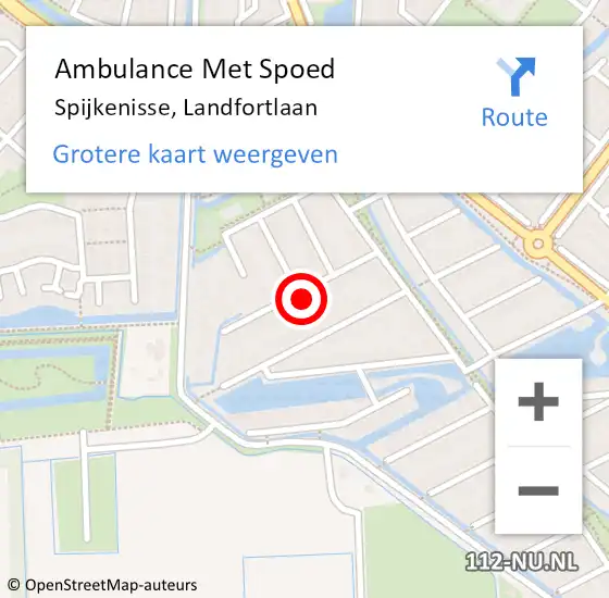 Locatie op kaart van de 112 melding: Ambulance Met Spoed Naar Spijkenisse, Landfortlaan op 18 augustus 2022 09:51
