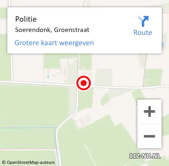 Locatie op kaart van de 112 melding: Politie Soerendonk, Groenstraat op 18 augustus 2022 10:11