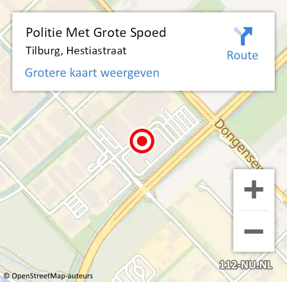 Locatie op kaart van de 112 melding: Politie Met Grote Spoed Naar Tilburg, Hestiastraat op 18 augustus 2022 12:00