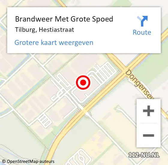 Locatie op kaart van de 112 melding: Brandweer Met Grote Spoed Naar Tilburg, Hestiastraat op 18 augustus 2022 12:00