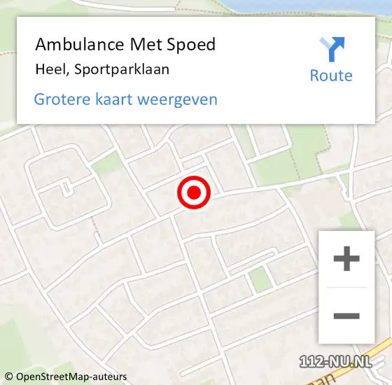 Locatie op kaart van de 112 melding: Ambulance Met Spoed Naar Heel, Sportparklaan op 18 augustus 2022 14:04