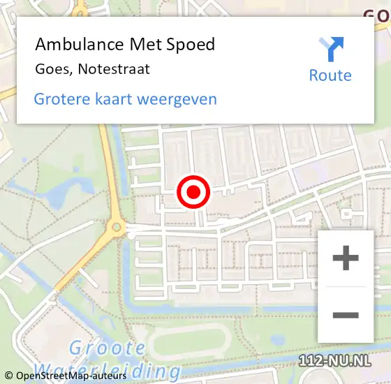 Locatie op kaart van de 112 melding: Ambulance Met Spoed Naar Goes, Notestraat op 26 juli 2014 20:11