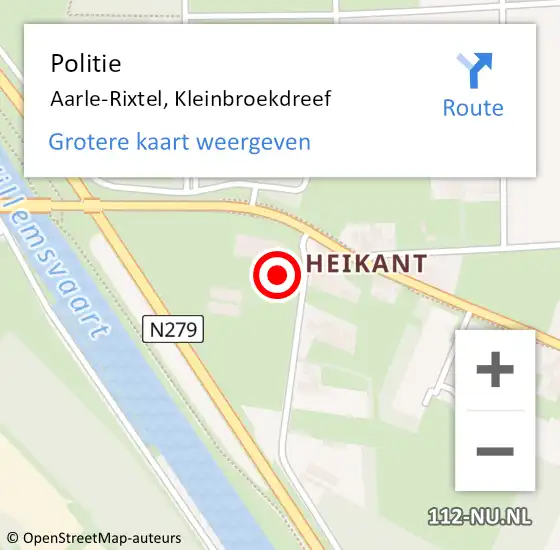 Locatie op kaart van de 112 melding: Politie Aarle-Rixtel, Kleinbroekdreef op 18 augustus 2022 16:15