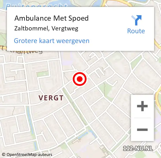 Locatie op kaart van de 112 melding: Ambulance Met Spoed Naar Zaltbommel, Vergtweg op 18 augustus 2022 20:42