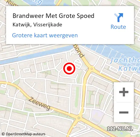 Locatie op kaart van de 112 melding: Brandweer Met Grote Spoed Naar Katwijk, Visserijkade op 19 augustus 2022 02:10