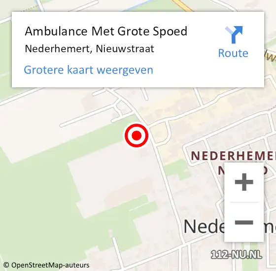 Locatie op kaart van de 112 melding: Ambulance Met Grote Spoed Naar Nederhemert, Nieuwstraat op 19 augustus 2022 04:23