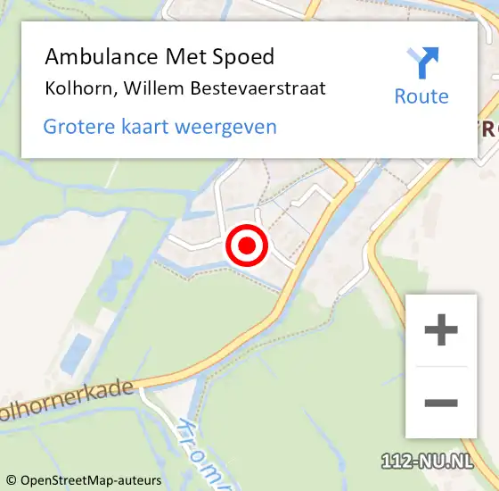 Locatie op kaart van de 112 melding: Ambulance Met Spoed Naar Kolhorn, Willem Bestevaerstraat op 19 augustus 2022 05:21