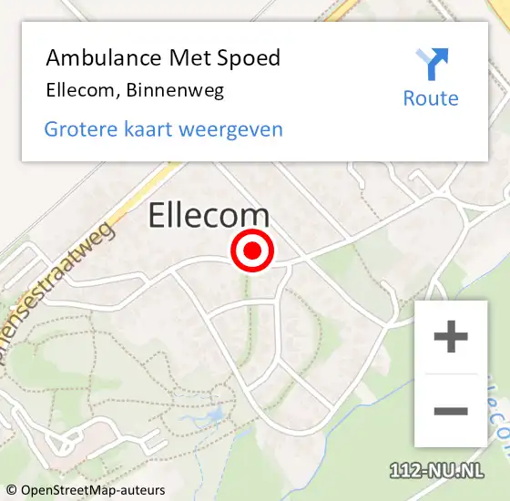 Locatie op kaart van de 112 melding: Ambulance Met Spoed Naar Ellecom, Binnenweg op 19 augustus 2022 08:54